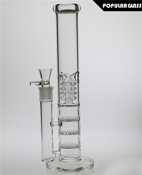 Staight ROOR Bong With Triple Honeycombs Perc and Birdcage Perc Small Clear